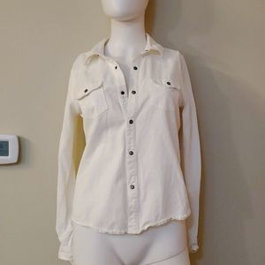 Joe B white denim button down shirt, S, snaps, great shape